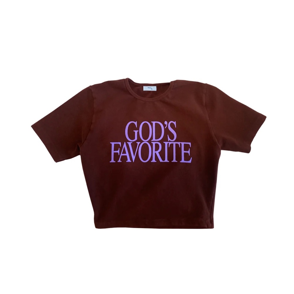 Brown and Purple Gods Favorite Crop Top by Praying
